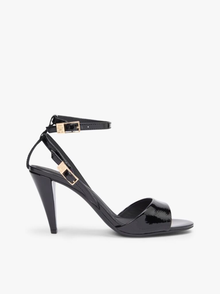 Black Patent Leather Ankle Strap High Heel Sandals  Women