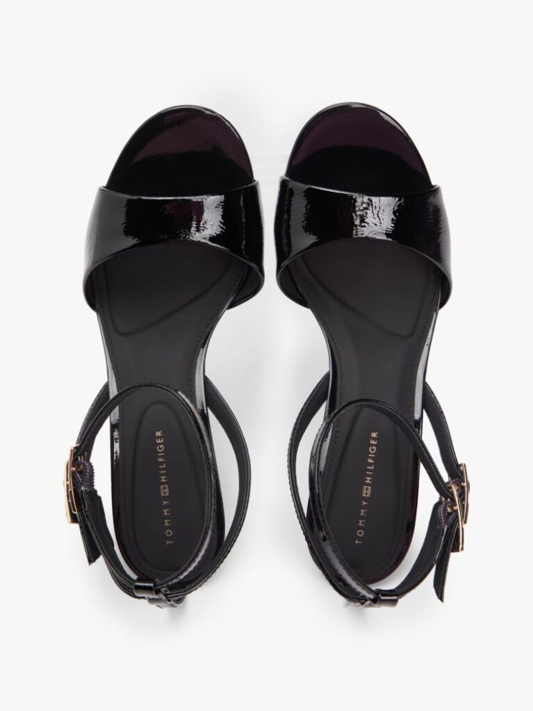 Black Patent Leather Ankle Strap High Heel Sandals  Women