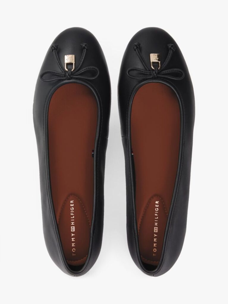 Black TH Monogram Charm Leather Ballerinas  Women