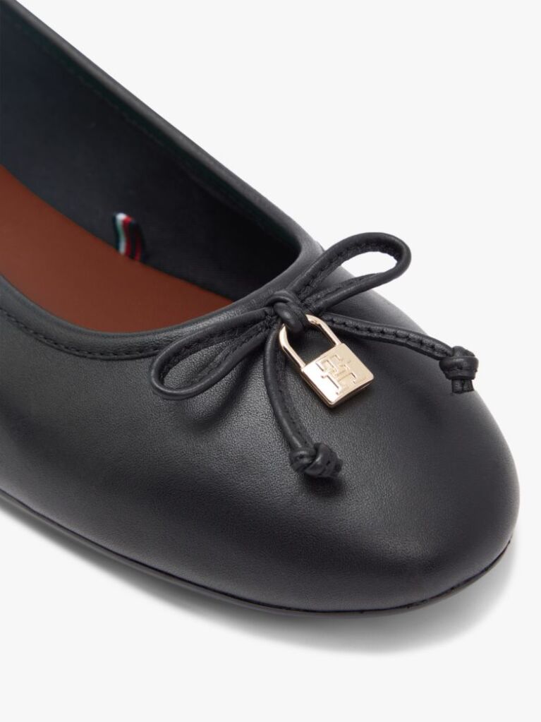 Black TH Monogram Charm Leather Ballerinas  Women