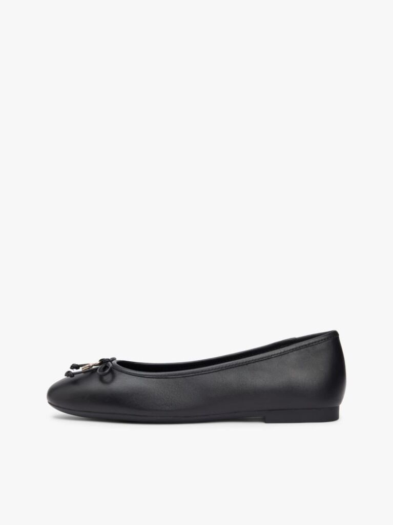 Black TH Monogram Charm Leather Ballerinas  Women
