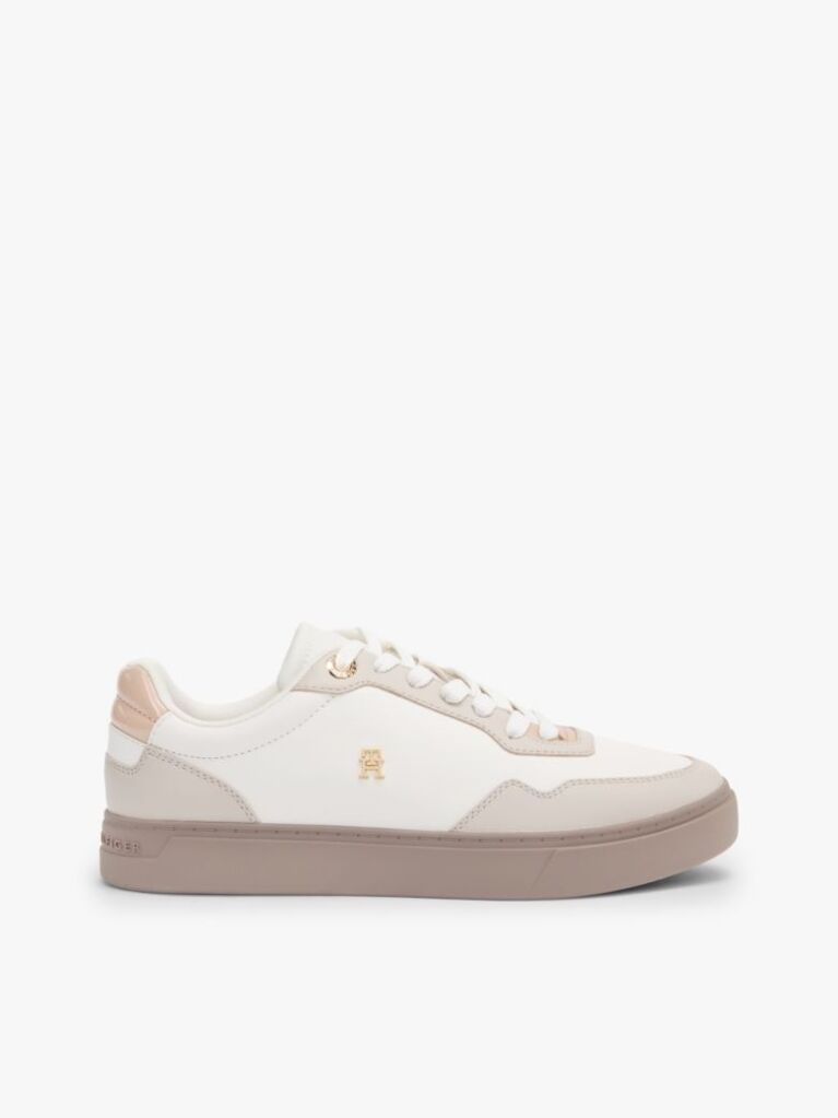 Multi Leather Mixed Texture Cupsole Trainers  Women