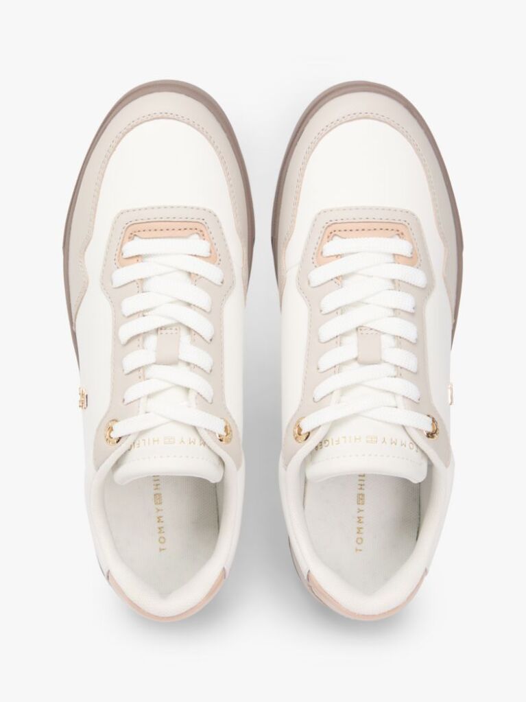 Multi Leather Mixed Texture Cupsole Trainers  Women