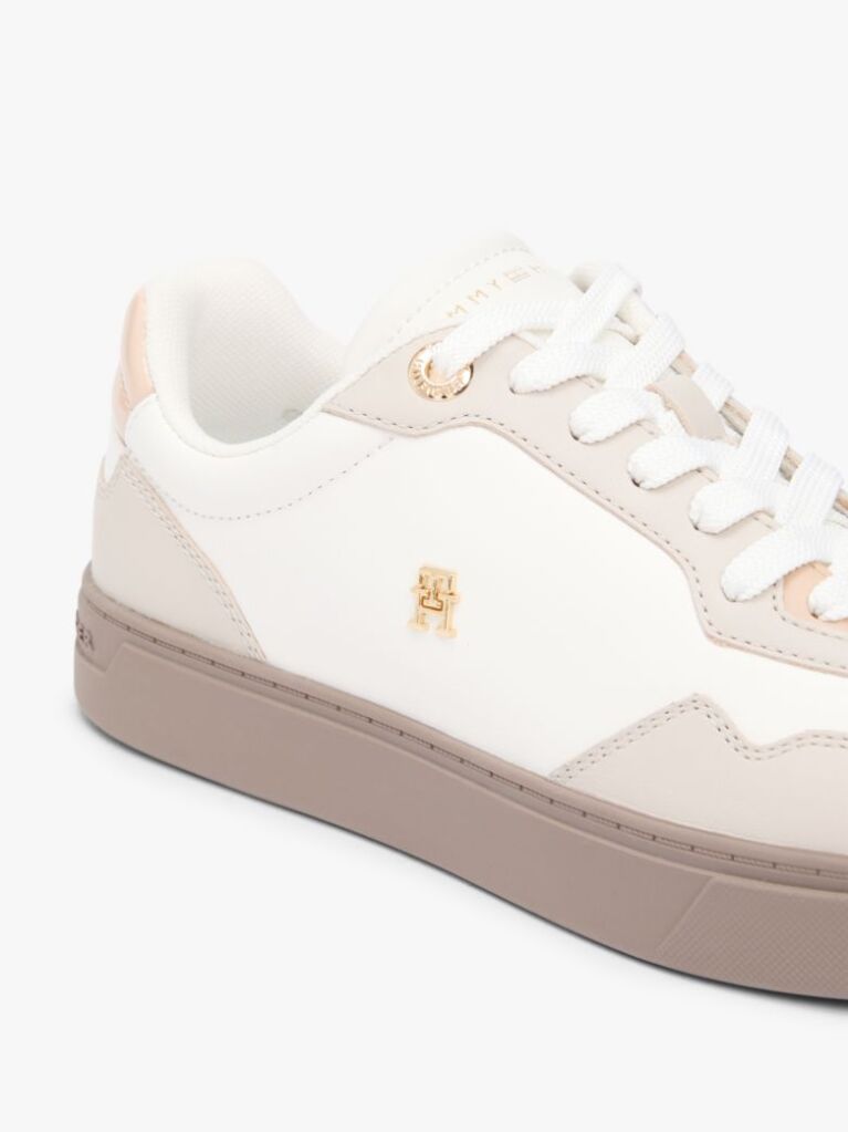 Multi Leather Mixed Texture Cupsole Trainers  Women