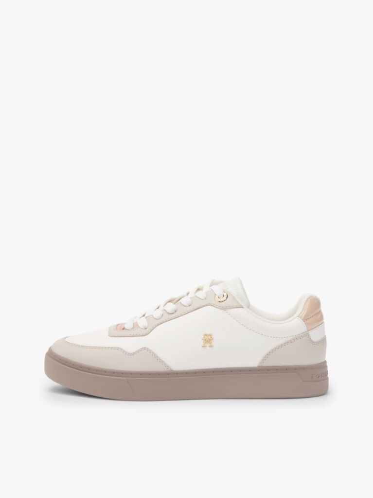 Multi Leather Mixed Texture Cupsole Trainers  Women