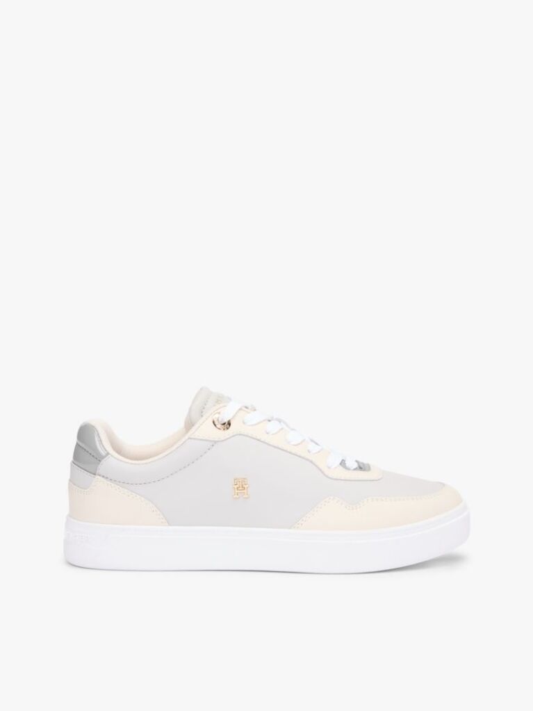 Multi Leather Mixed Texture Cupsole Trainers  Women