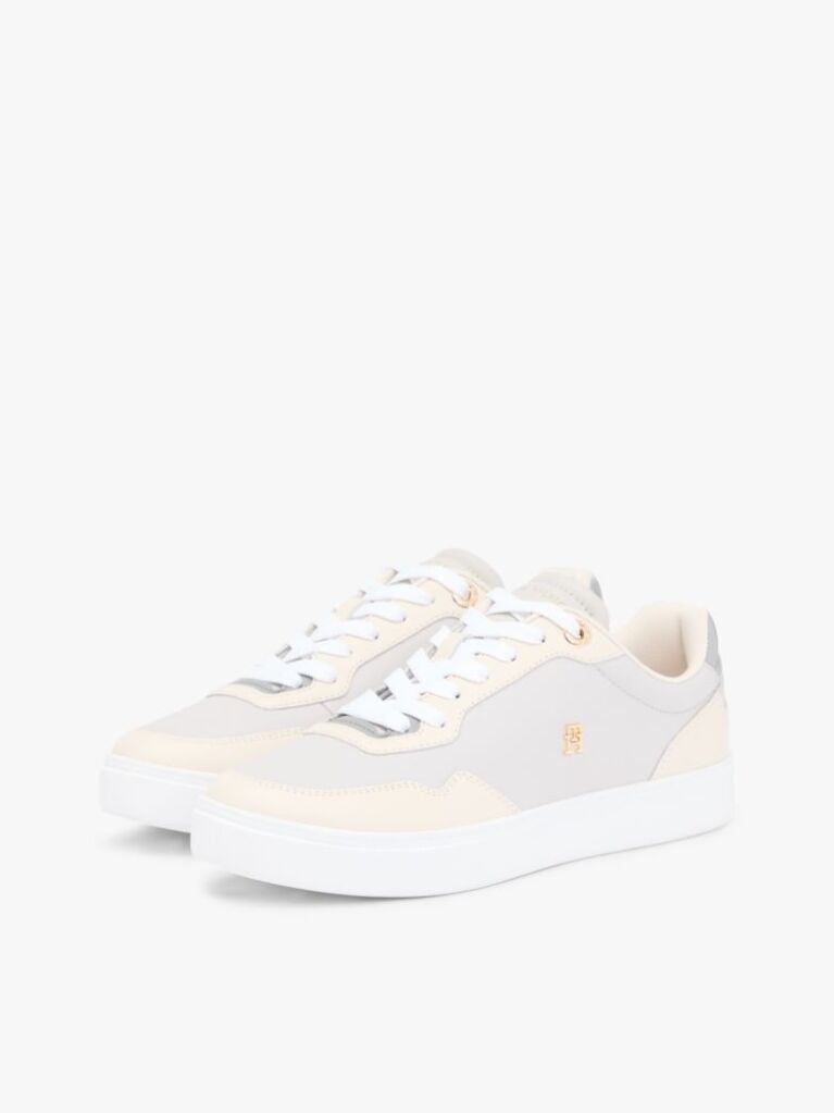 Multi Leather Mixed Texture Cupsole Trainers  Women