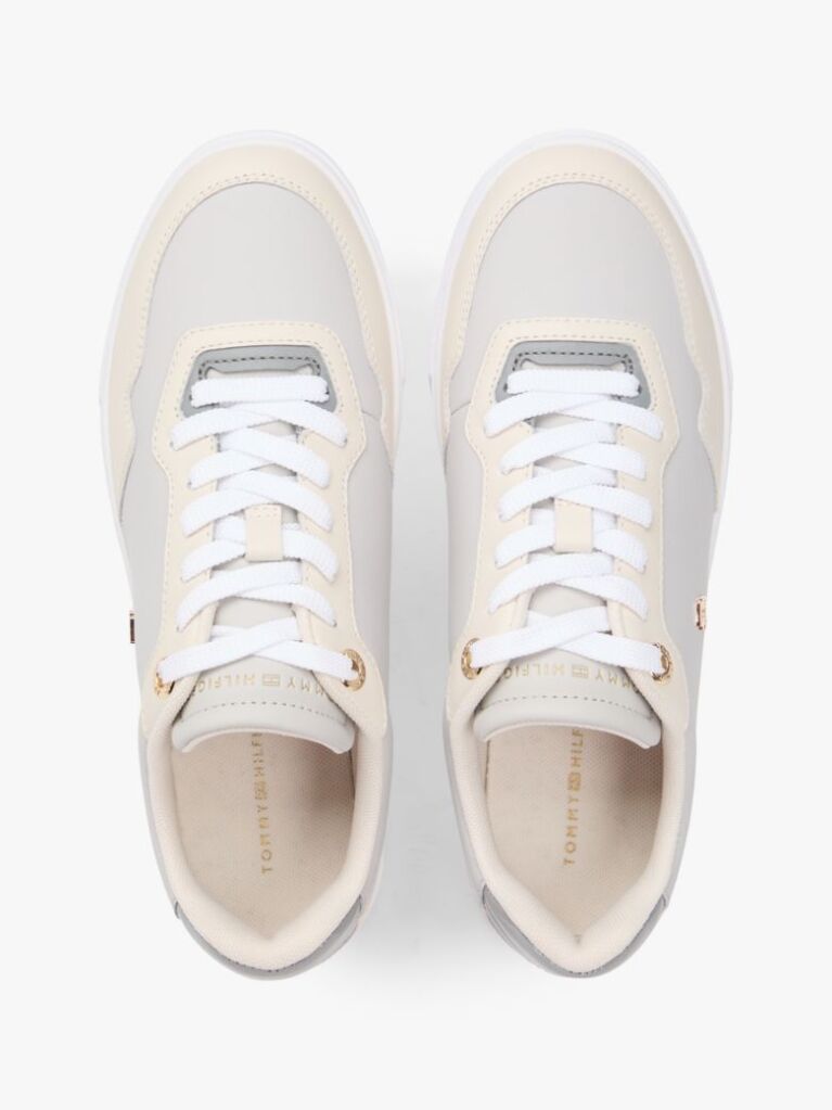 Multi Leather Mixed Texture Cupsole Trainers  Women