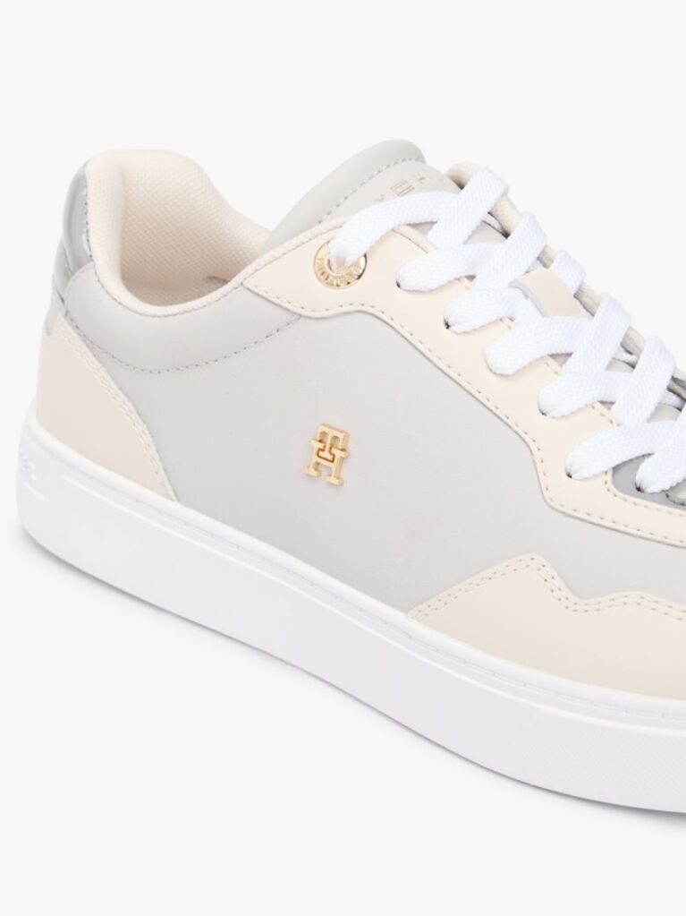 Multi Leather Mixed Texture Cupsole Trainers  Women