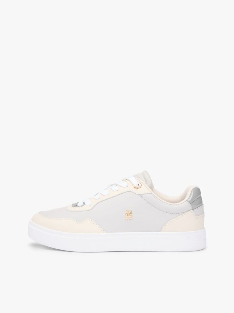 Multi Leather Mixed Texture Cupsole Trainers  Women