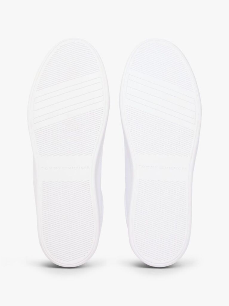 White Leather Mixed Texture Cupsole Trainers  Women