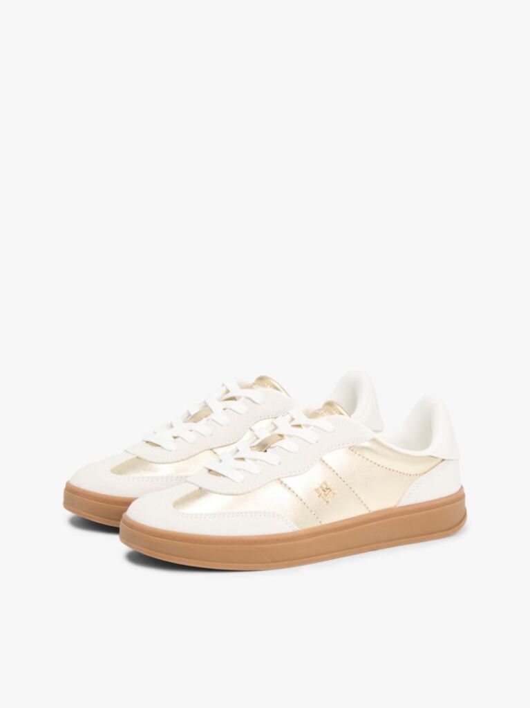 Multi TH Monogram Metallic Leather Trainers  Women