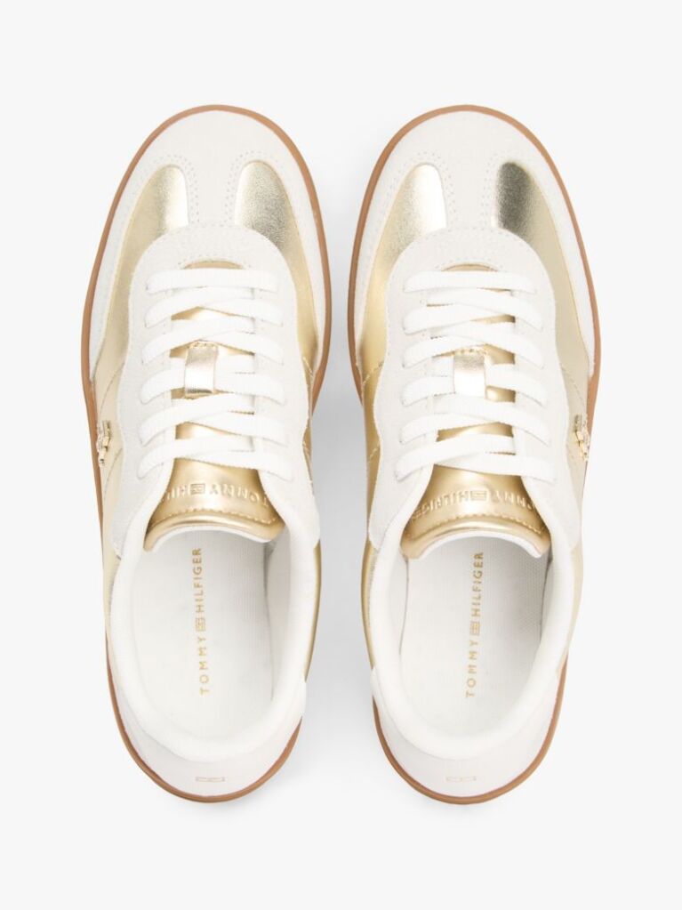 Multi TH Monogram Metallic Leather Trainers  Women