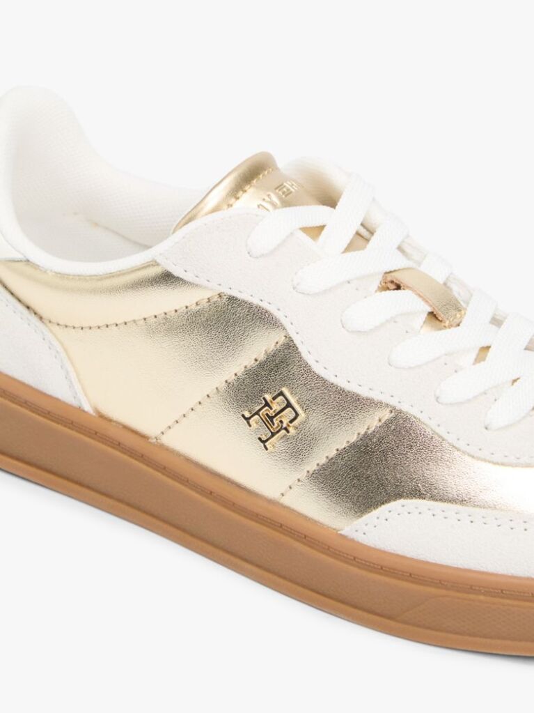 Multi TH Monogram Metallic Leather Trainers  Women