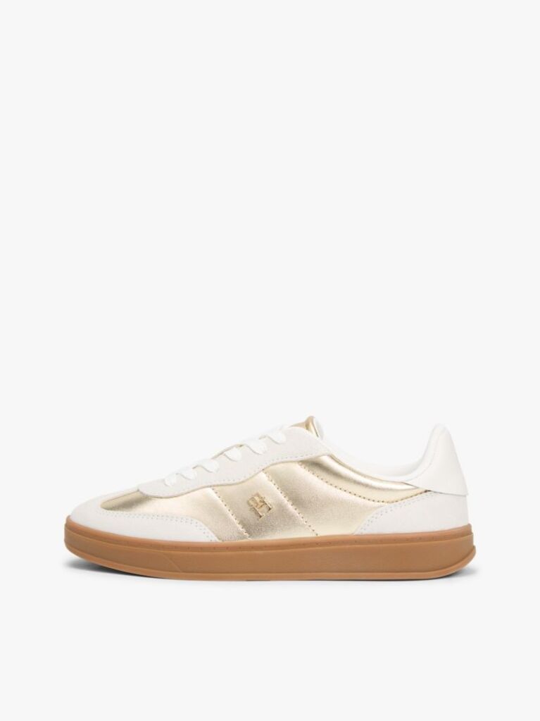 Multi TH Monogram Metallic Leather Trainers  Women