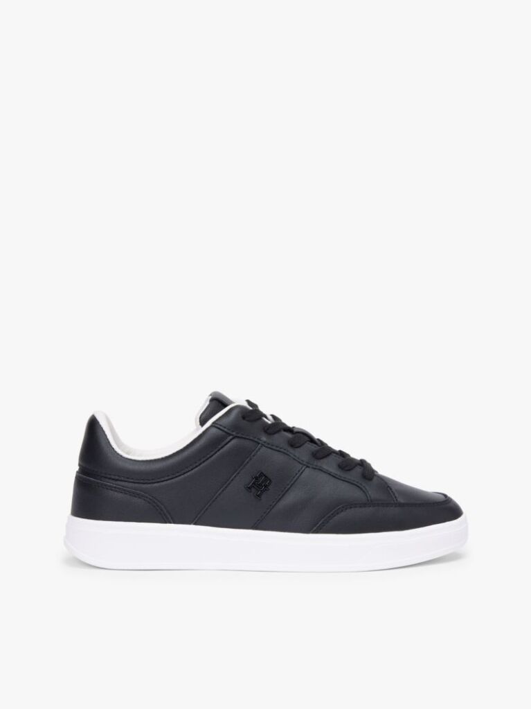 Black TH Monogram Leather Court Trainers  Women