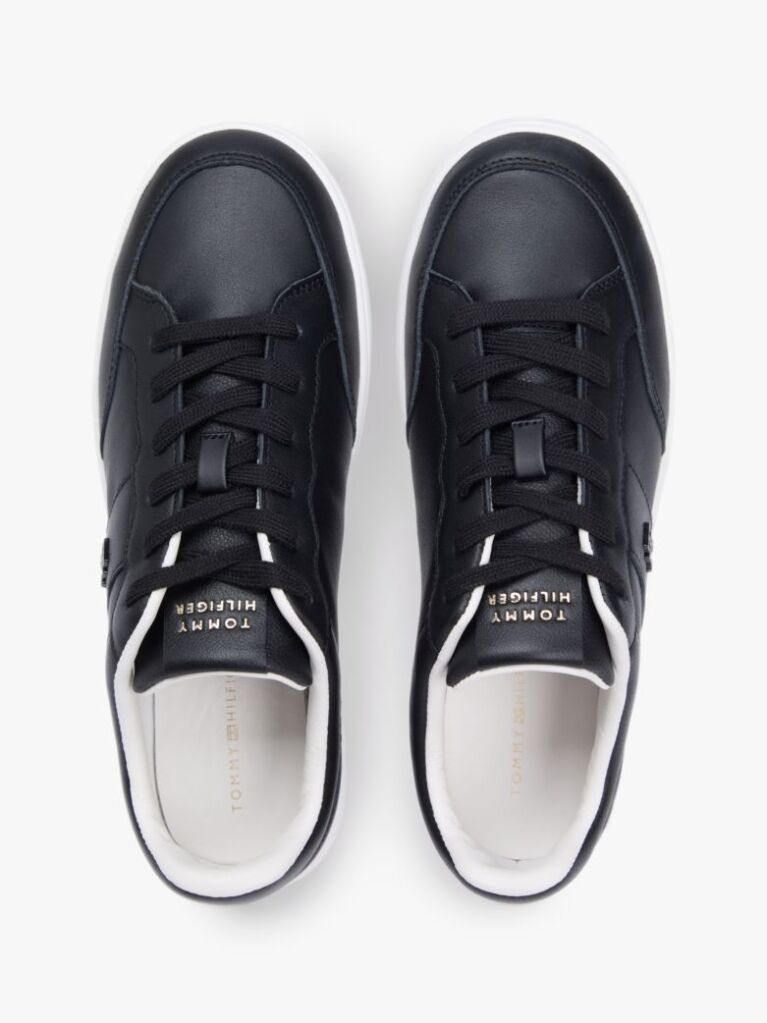 Black TH Monogram Leather Court Trainers  Women