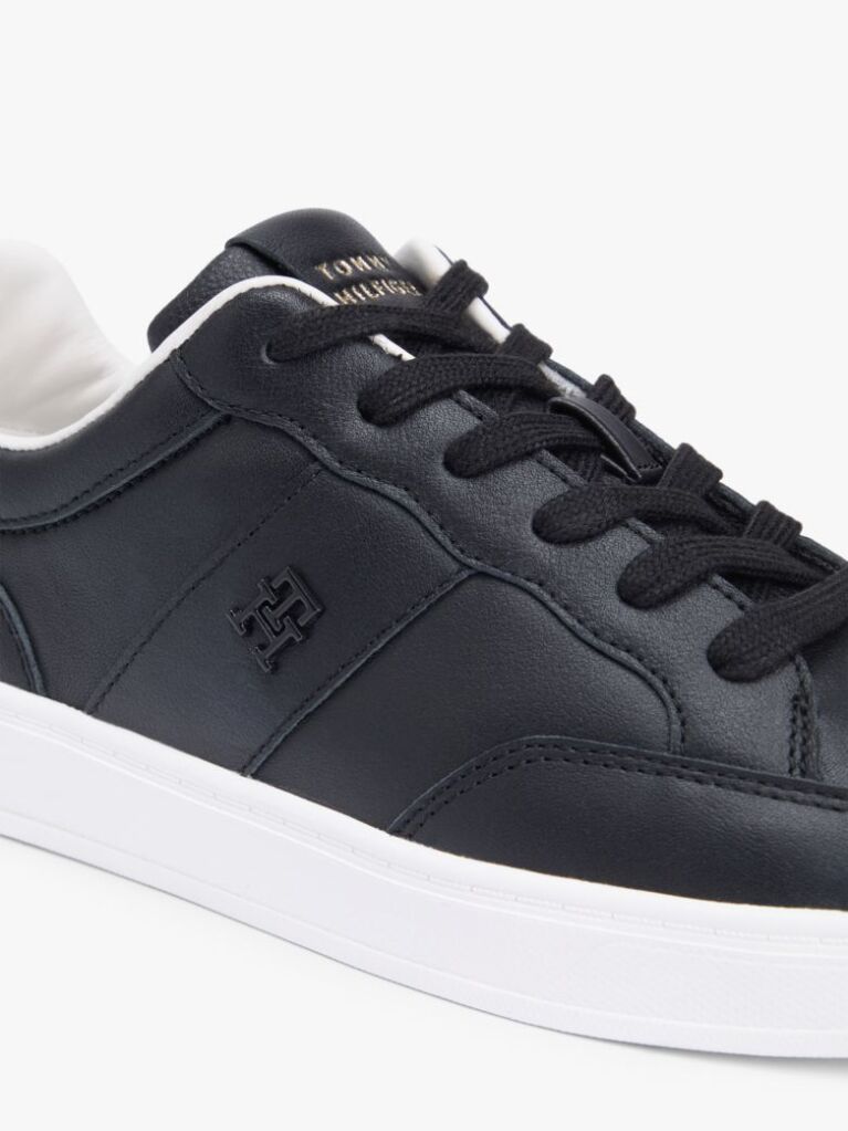 Black TH Monogram Leather Court Trainers  Women