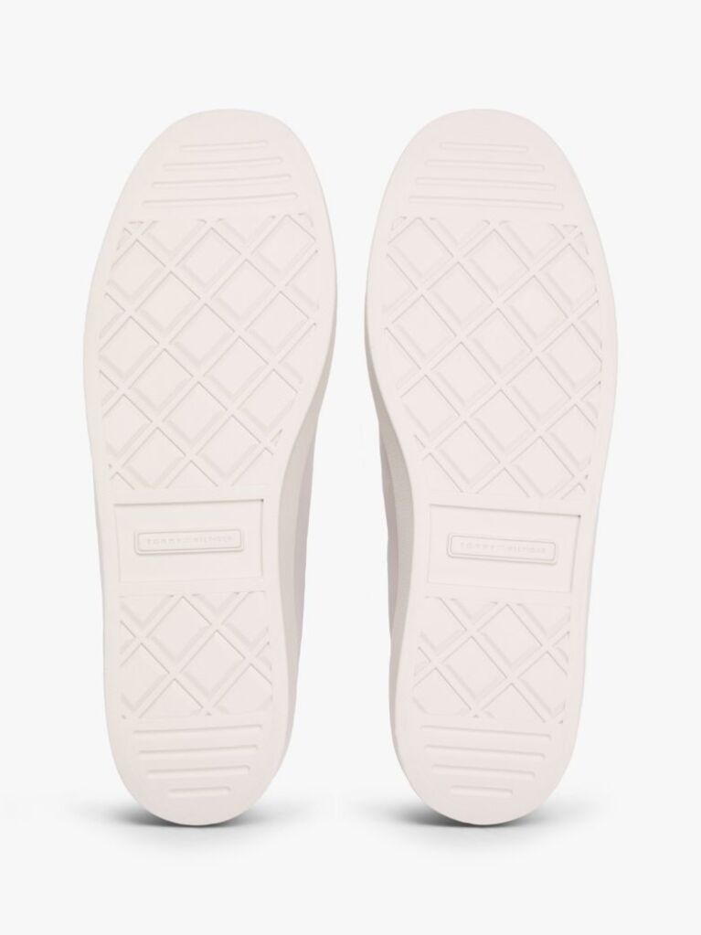 Beige TH Monogram Leather Court Trainers  Women