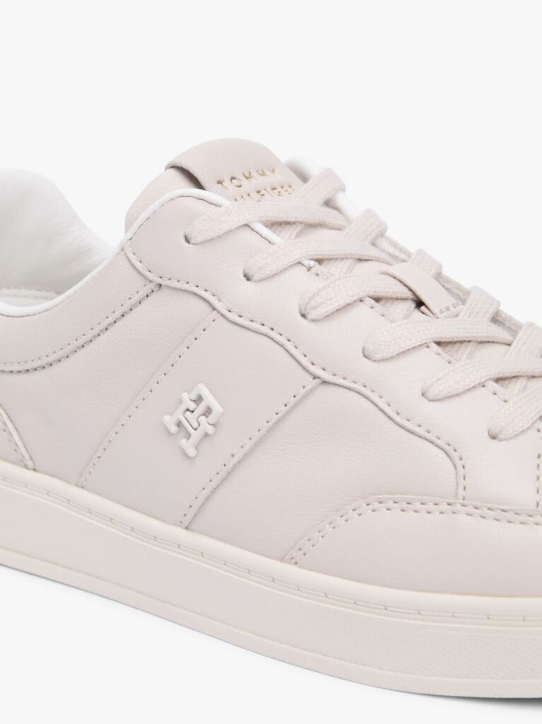 Beige TH Monogram Leather Court Trainers  Women