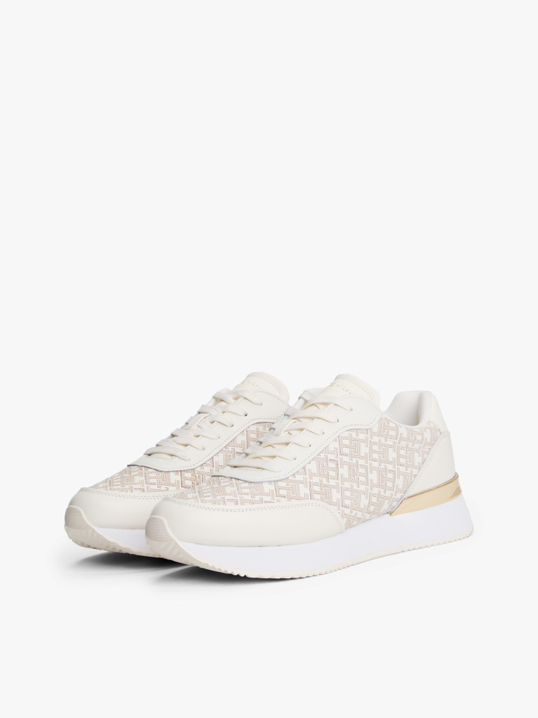 Μπεζ TH Monogram Δερμάτινα Sneakers  Γυναίκες