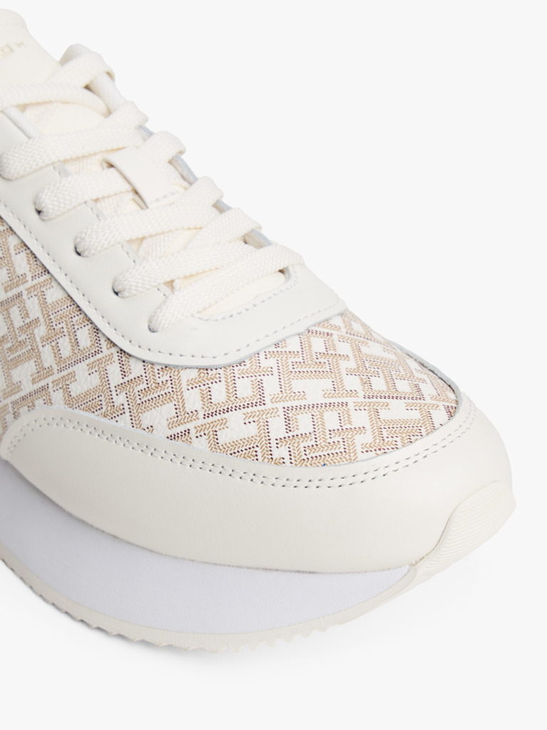 Μπεζ TH Monogram Δερμάτινα Sneakers  Γυναίκες