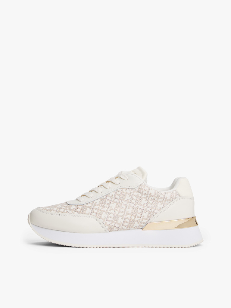 Μπεζ TH Monogram Δερμάτινα Sneakers  Γυναίκες