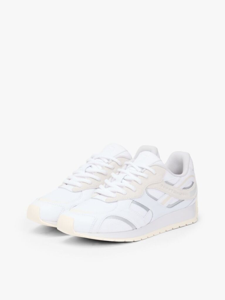 Άσπρο TH Monogram Δερμάτινα Sneakers Με Μίξη Υφών  Γυναίκες