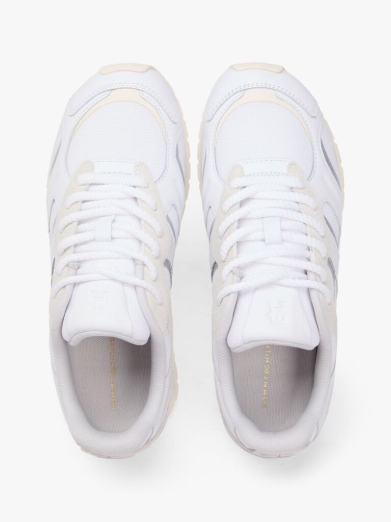 Άσπρο TH Monogram Δερμάτινα Sneakers Με Μίξη Υφών  Γυναίκες