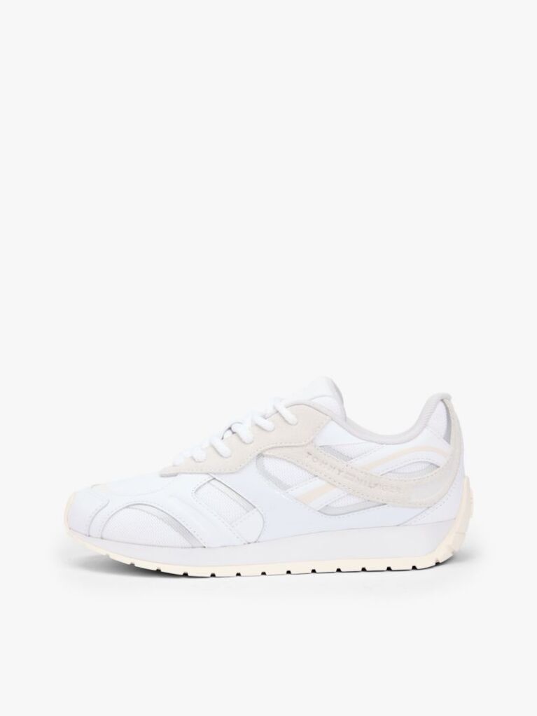 Άσπρο TH Monogram Δερμάτινα Sneakers Με Μίξη Υφών  Γυναίκες