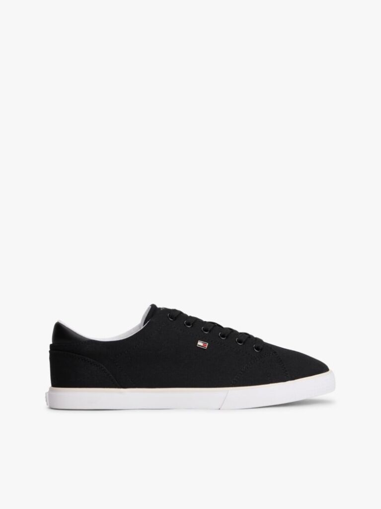 Black Low Profile Canvas Lace-Up Trainers  Women