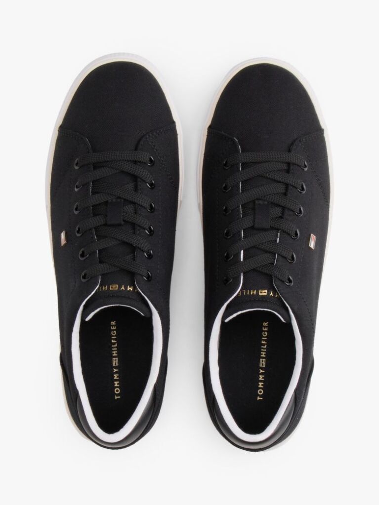 Black Low Profile Canvas Lace-Up Trainers  Women