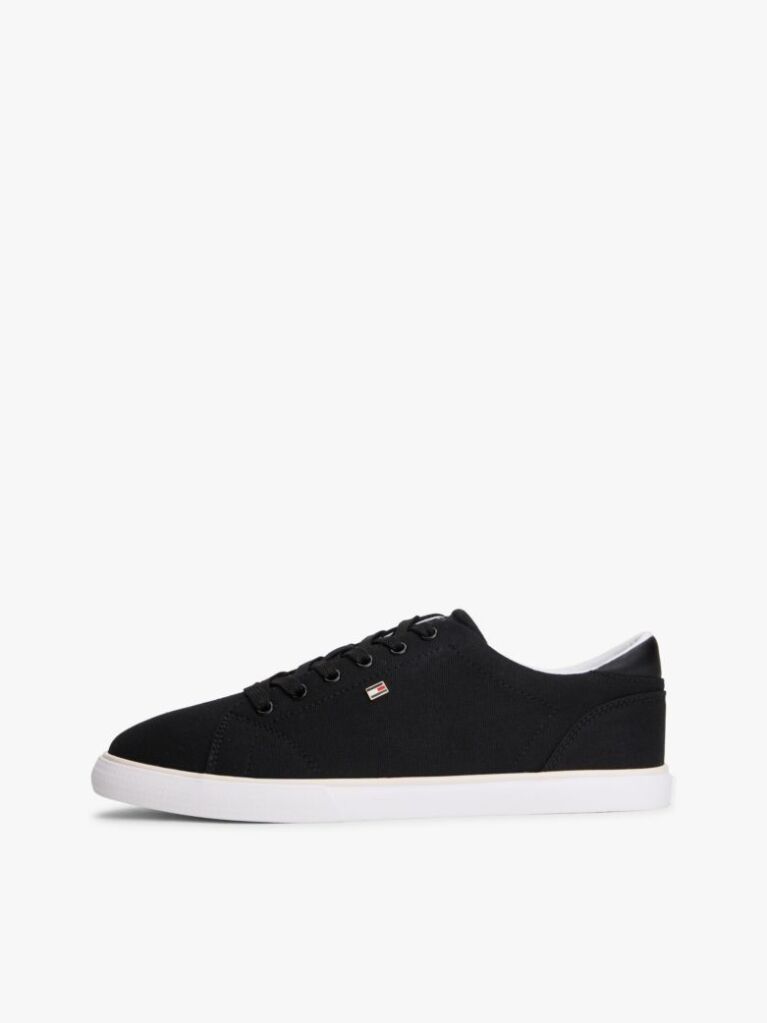 Black Low Profile Canvas Lace-Up Trainers  Women