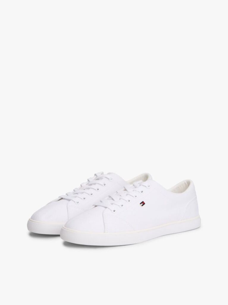 Άσπρο Δετά Sneakers Από Καμβά  Γυναίκες