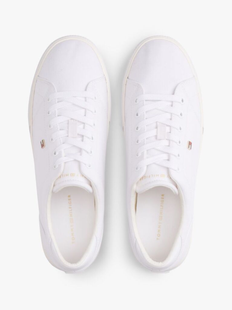 Άσπρο Δετά Sneakers Από Καμβά  Γυναίκες