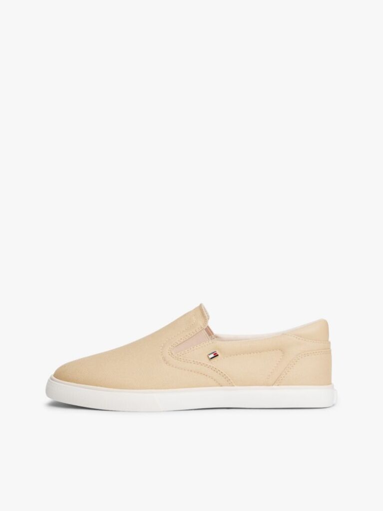 Μπεζ Slip-On Sneakers Από Καμβά  Γυναίκες