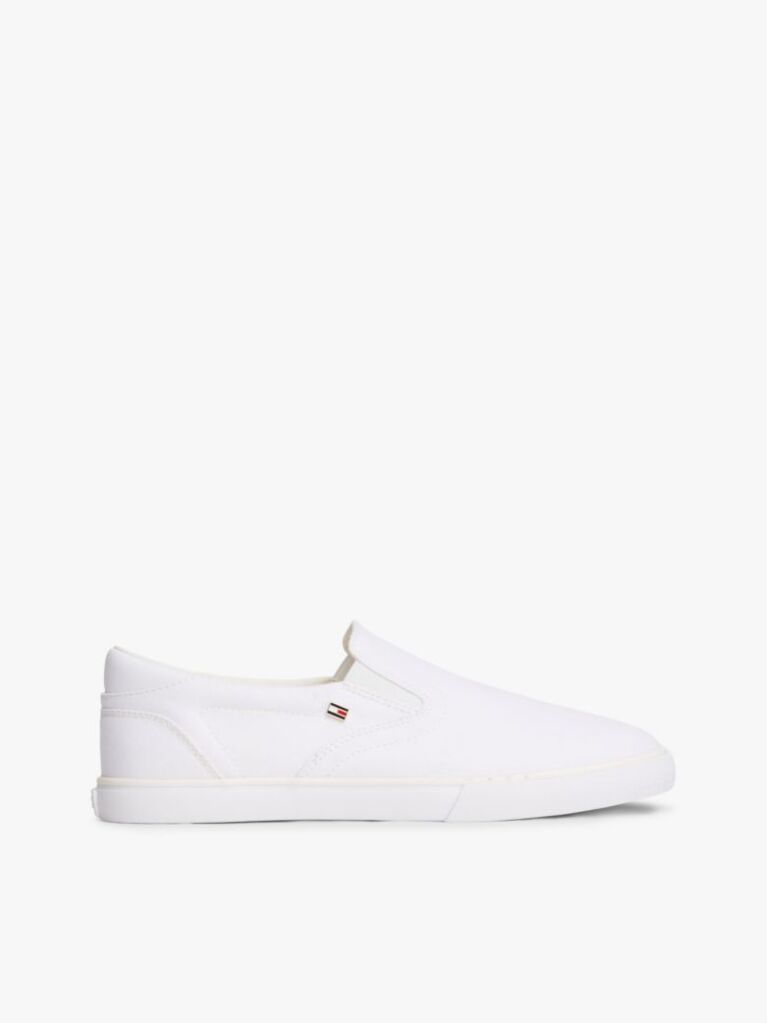 White Low Profile Canvas Slip-On Trainers  Women