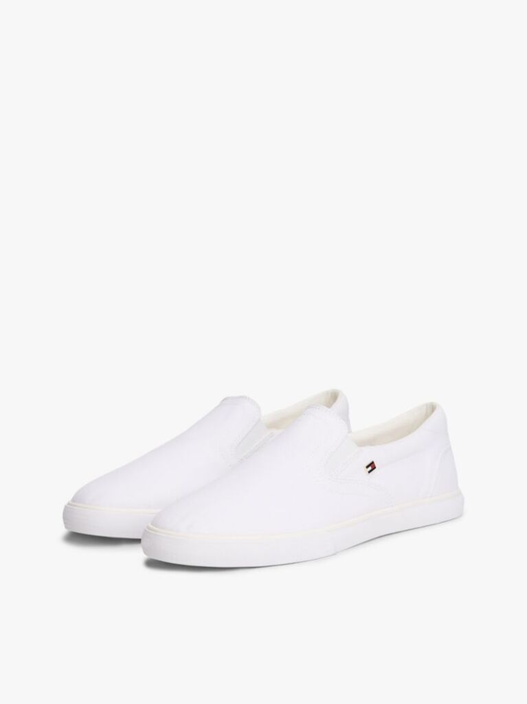 White Low Profile Canvas Slip-On Trainers  Women