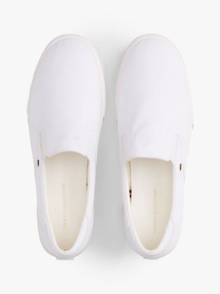 White Low Profile Canvas Slip-On Trainers  Women