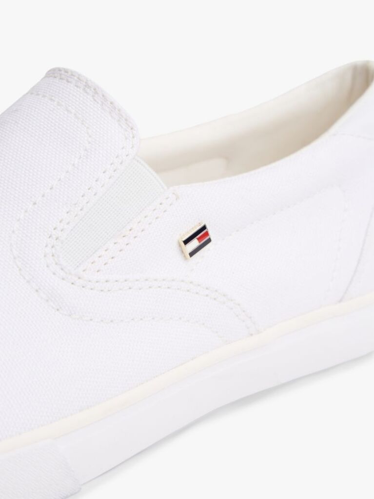 White Low Profile Canvas Slip-On Trainers  Women
