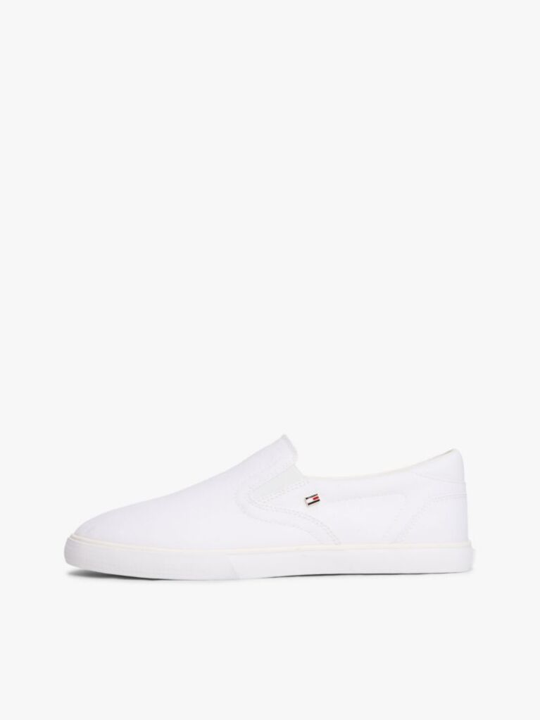 White Low Profile Canvas Slip-On Trainers  Women