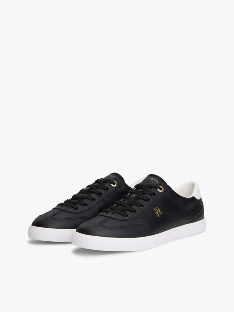 Black Leather TH Monogram Lace-Up Trainers  Women