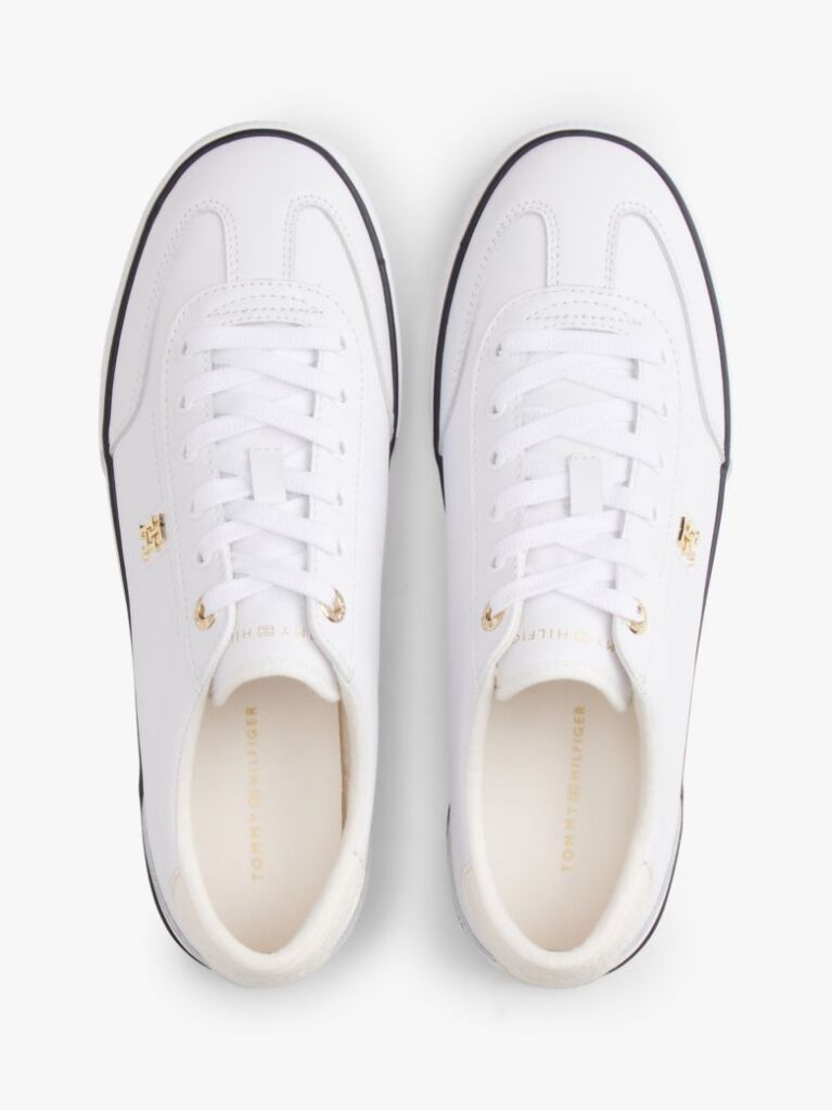 White Leather TH Monogram Lace-Up Trainers  Women