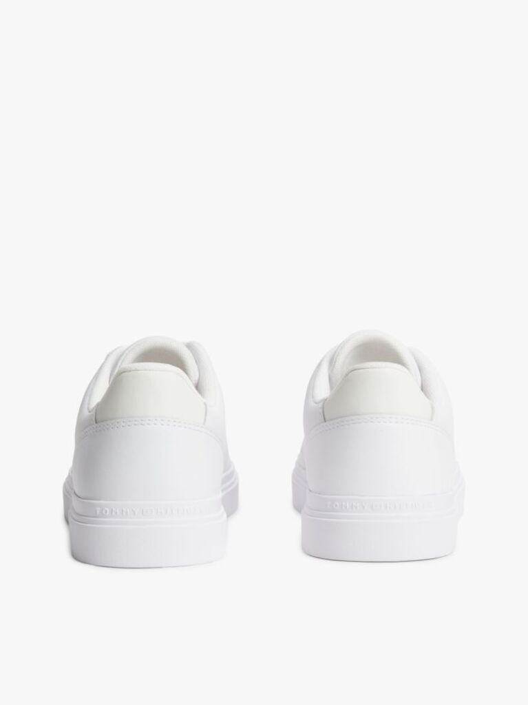 White Leather Metallic Logo Cupsole Trainers  Women