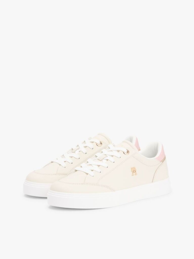 Μπεζ Δερμάτινα Sneakers Με Μονόγραμμα TH  Γυναίκες