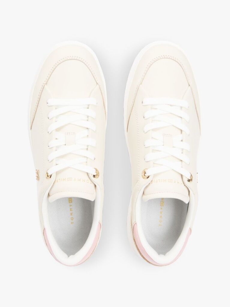 Μπεζ Δερμάτινα Sneakers Με Μονόγραμμα TH  Γυναίκες