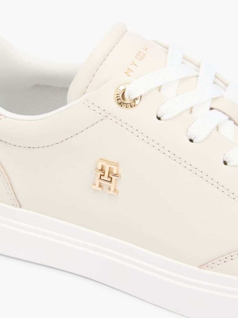 Μπεζ Δερμάτινα Sneakers Με Μονόγραμμα TH  Γυναίκες
