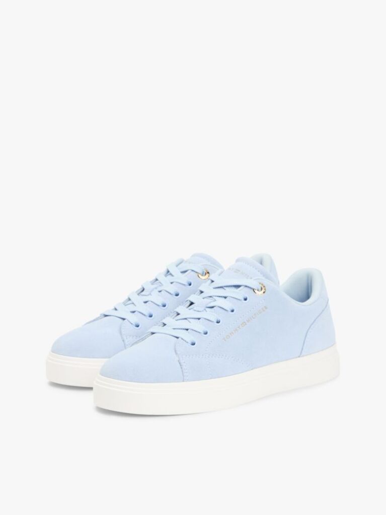 Blue Suede Metallic Logo Cupsole Trainers  Women