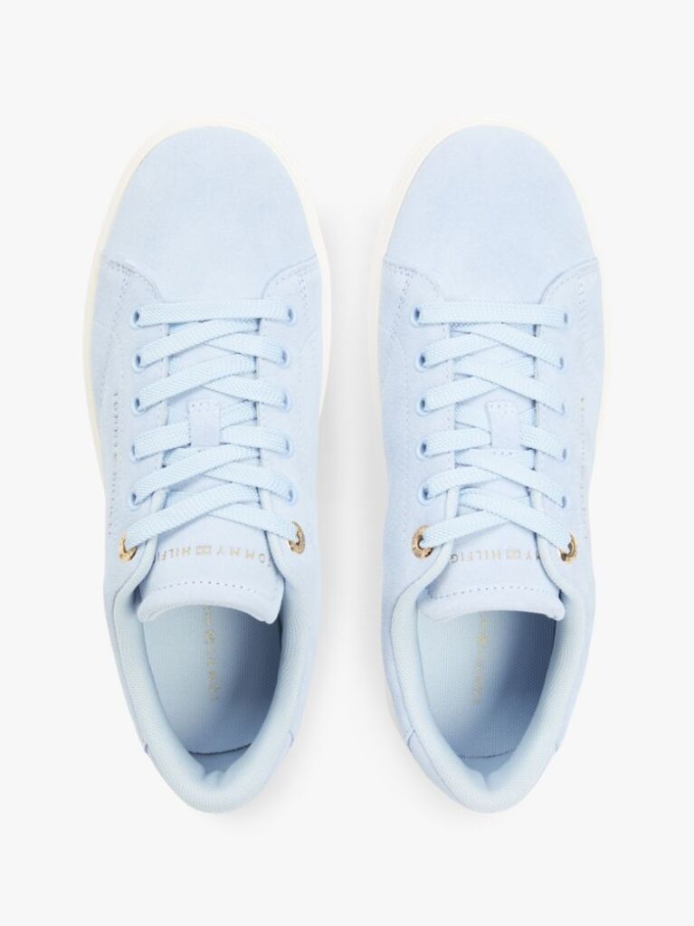 Blue Suede Metallic Logo Cupsole Trainers  Women