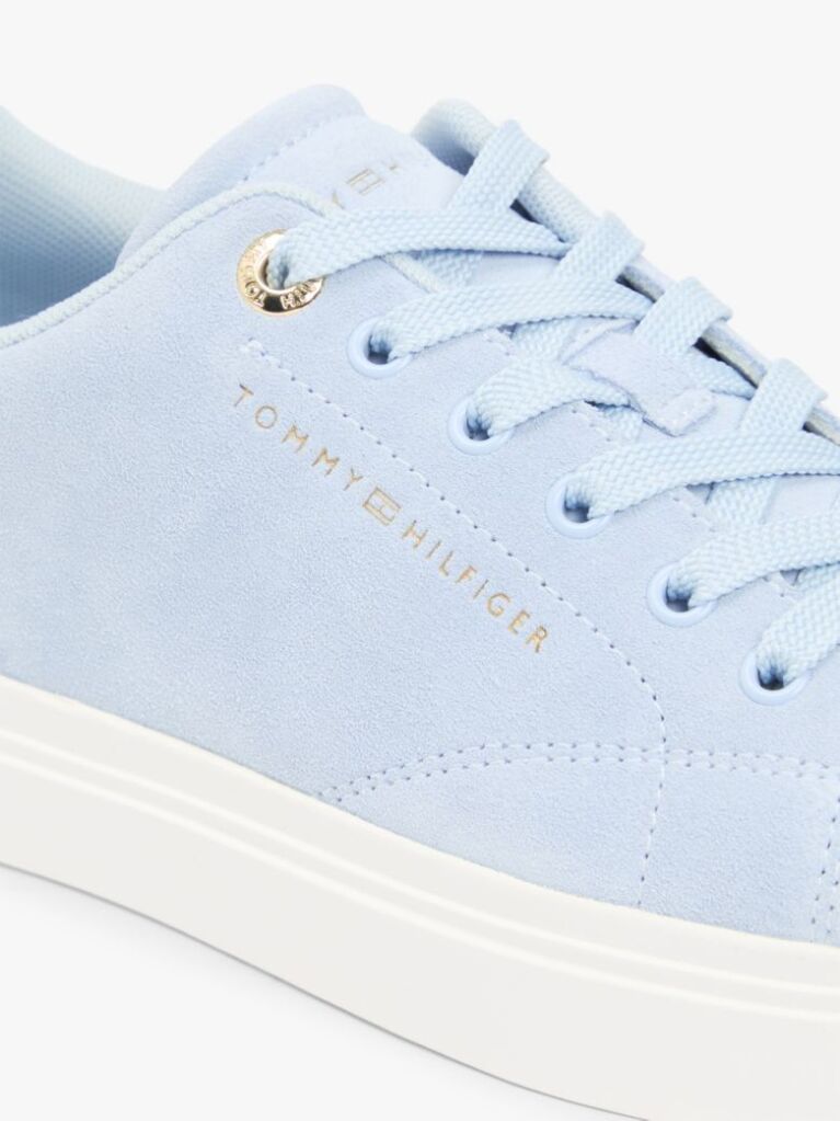 Blue Suede Metallic Logo Cupsole Trainers  Women